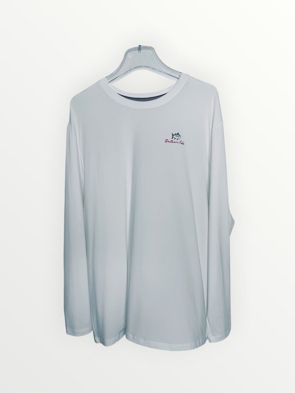 Southern Tide Men’s L/S Performance Graphic T-Shirt White Fishing Flag XL NEW